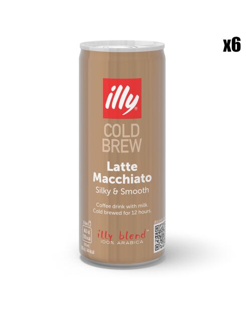 6 Canettes Illy Cold Brew Latte Macchiato - 6x250 ml